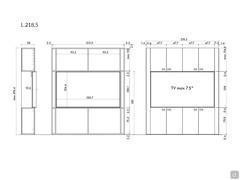 Lounge storage wall - Specific dimensions mod. with 4 lower and upper doors: 218.5 cm