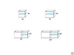 Freehand horizontal living room wall unit: dimensions with 48 cm height