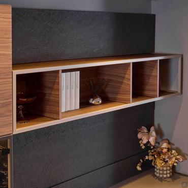 Freehand wall closed shelving with metal structure