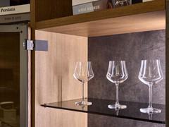 Detail of showcase interior with minimal hinges
