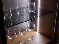 Glass shelf and LED light integrated in the sides