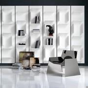 Bibliothèque modulable Fifty en laqué gaufré blanc