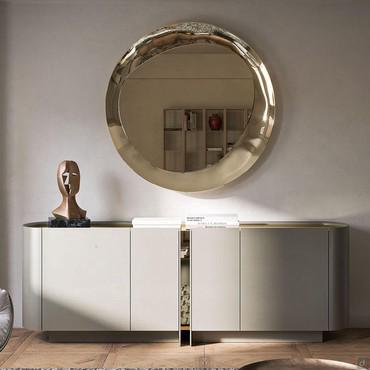 Buffet moderne avec plateau en verre effet marbre Dynasty de Cattelan