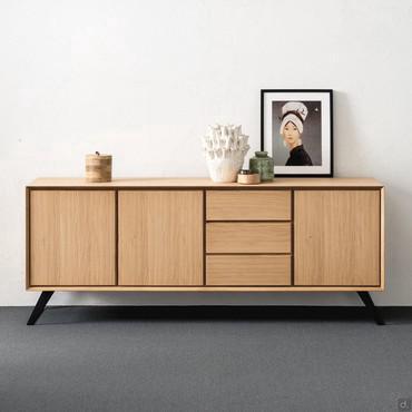 Buffet en bois Merida avec portes et tiroirs