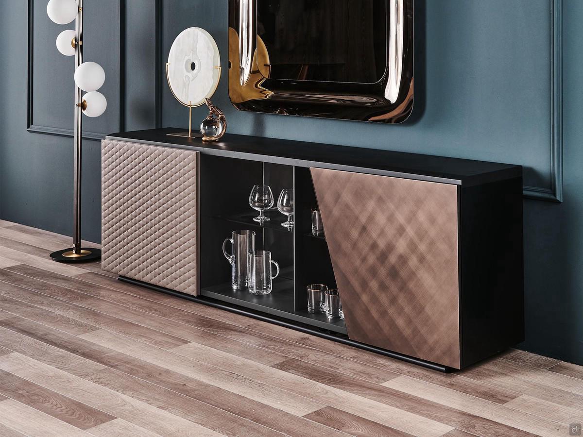 Buffet Cattelan Aston avec buffet droit laqué bronze brossé