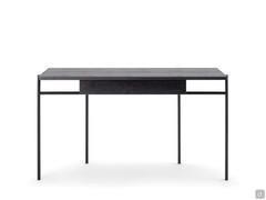 Bureau rectangulaire Wright avec plateau et tiroir en frêne massif et pieds en métal noir