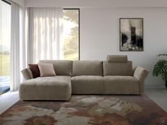 Canapé-lit de salon moderne Cure, ici proposé avec chaise longue cm 129 p.160 et bout de canapé cm 211 avec lit double