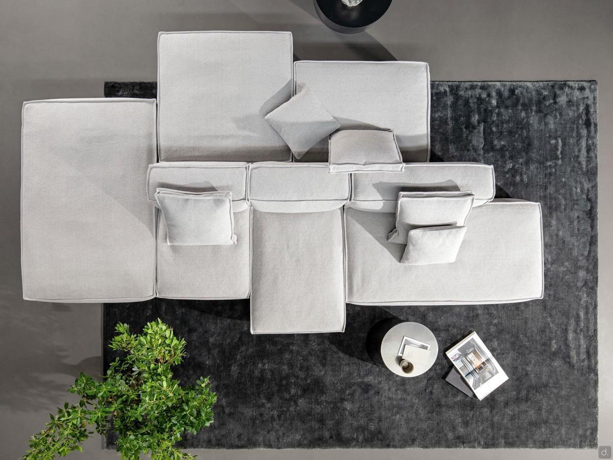 Peanut B Canapé modulaire design de Bonaldo, avec de nombreux éléments disponibles pour configurer un grand îlot au centre de la pièce ou des modèles linéaires plus traditionnels.