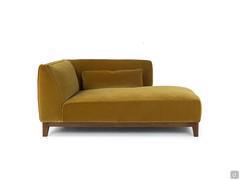 Chaise longue en velours ocre jaune Goya