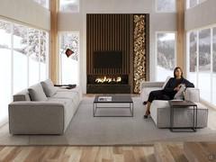 Paire de canapés modulaires Square, en modèle linéaire avec ottoman et linéaire avec péninsule