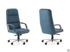 Kiruna Fauteuil de direction avec accoudoirs fixes en aluminium et assise recouverte de cuir