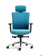 Fauteuil de bureau Steve avec accoudoirs et appui-tête, assise pivotante et relevable