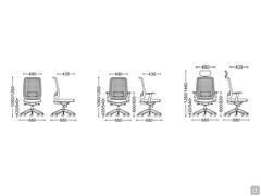 Diagrammes et dimensions des chaises Elon disponibles