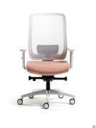 Siège de travail Elon avec coque blanche, mécanisme de synchronisation rapide, accoudoirs réglables en hauteur et base en polyamide blanc