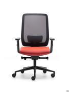 Chaise de bureau Elon avec coque noire, mécanisme à synchronisation rapide, accoudoirs réglables en hauteur et base en aluminium peint en noir.