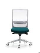 Chaise de bureau sans accoudoir Bill avec coque blanche, dossier en maille et base en aluminium peint en blanc