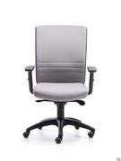 Fauteuil de travail avec accoudoirs Bill proposé ici en version tapissée avec un choix de revêtement en tissu ou en similicuir