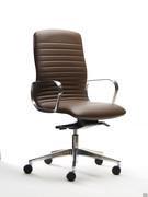 Fauteuil de bureau Mark en cuir avec dossier moyen, base d'accoudoir en aluminium poli