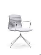 Siège de bureau Mark avec piétement pivotant à 4 branches en aluminium poli et accoudoirs assortis en métal chromé