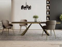 Chaises Diane en combinaison avec la table Shore. La version de la chaise présentée ici est dotée d'un dossier incurvé, mais son encombrement reste limité