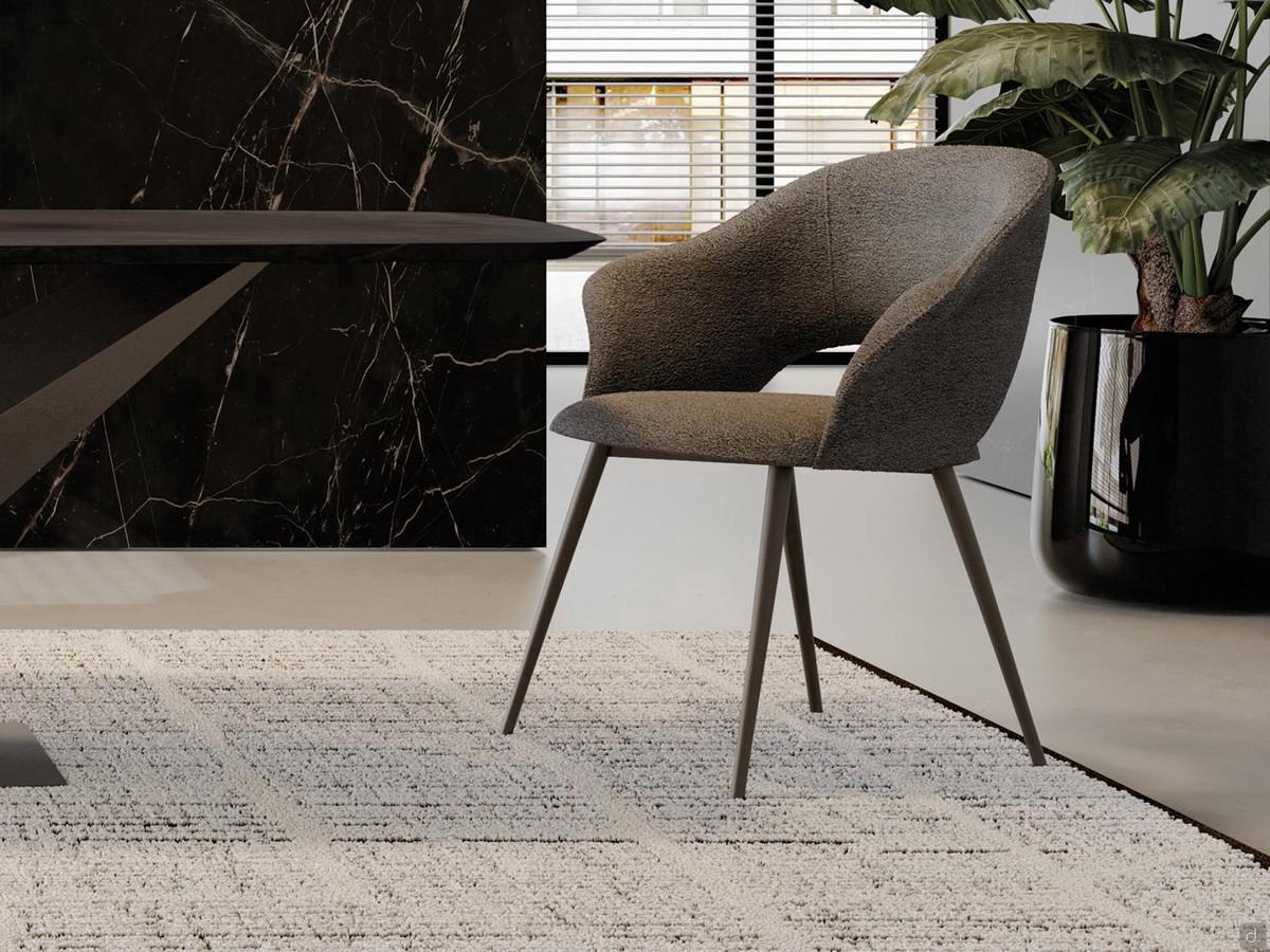 Fauteuil de cuisine confortable Niva avec pieds coniques en métal, en version avec dossier large et enveloppant