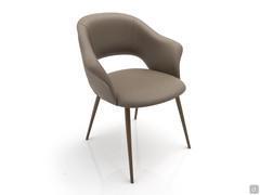 Fauteuil Niva avec accoudoirs et large dossier, structure métallique conique
