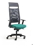 Fauteuil de bureau Expo Light avec dossier inclinable, appui-tête en polypropylène flexible et support lombaire réglable en hauteur.