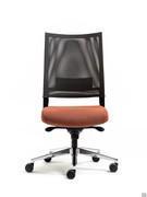 Fauteuil de travail et pivotant sans accoudoir Expo Light avec base en aluminium poli, assise en tissu et dossier en maille.