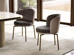 Fauteuil Piper bicolore proposé ici avec un piétement 4 branches en métal, fixe ou pivotant.