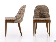 Chaise Eiko avec pieds en noyer Canaletto, recouverte de tissu Bel ami col.05