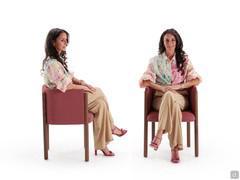 Fauteuil carré Domizia : proportions et ergonomie d'assise 1/2