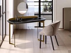 Meuble sous-lavabo Bristol de style minimaliste moderne dans la version avec plan en céramique et cadre en bois