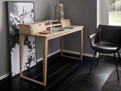 Table de toilette Sierra avec tiroirs, cadre en chêne massif teinté ou laqué mat à pores ouverts