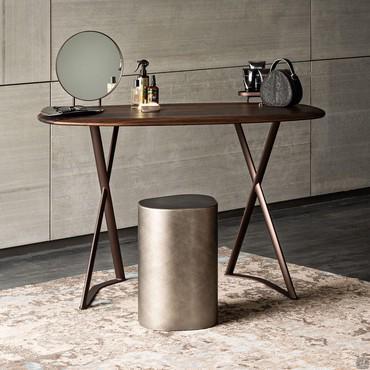 WC en bois avec miroir rond Tahiti Trousse by Cattelan