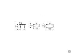 Dessins et dimensions des deux variantes disponibles pour la coiffeuse Tahiti Trousse de Cattelan : avec plateau de 100 ou 120 cm