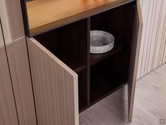 Compartiment inférieur de l'armoire avec compartiment pour étagère Lounge, composé d'une porte à double charnière et d'une double étagère intérieure