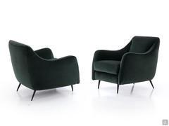 Assise et dossier du fauteuil Jolie dans sa version unicolore. Également disponible avec un dossier contrasté avec un second revêtement.