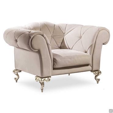 George Fauteuil en velours Capitonné de Cantori