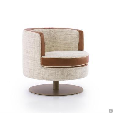 Fauteuil pivotant en cuir et tissu Charme
