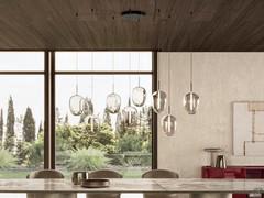 Lampe Guadalupe avec 8 diffuseurs, modèle important pour les grandes tables également disponible avec une lumière supplémentaire, soit un total de 9