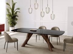 Lampe Guadalupe à 5 lumières assortie à la table Palladium avec plateau en verre fusionné noir