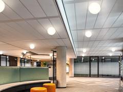 Lampe moderne OH ! en forme de boule dans le modèle de plafond, utilisée pour l'éclairage diffus d'un établissement commercial