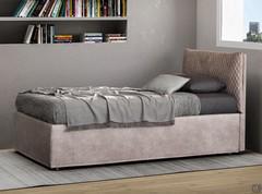 Lit simple Kirwin avec tête de lit rembourrée et matelassée en losanges