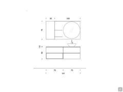 Agencement et dimensions de l'armoire de toilette N122 Atlantic dans la version de 141 cm de large