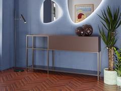 Meuble d'entrée Riva en version 182 cm, avec meuble de rangement de 120 cm laqué mat. Tous les éléments sont également disponibles en version laquée RAL.