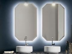 Paire de miroirs Borea biseautés en combinaison avec un meuble bas à double lavabo allround
