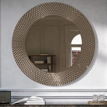Miroir rond avec cadre design goutte en fusio bronze