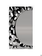 Miroir rectangulaire gris fumé avec cadre réfléchissant et surface de miroir en forme de croissant