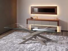 Table en verre Connor avec base en métal tressé