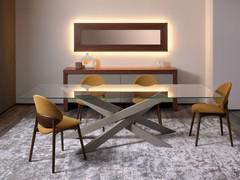 Table de sortie Connor avec plateau en cristal et base en métal design